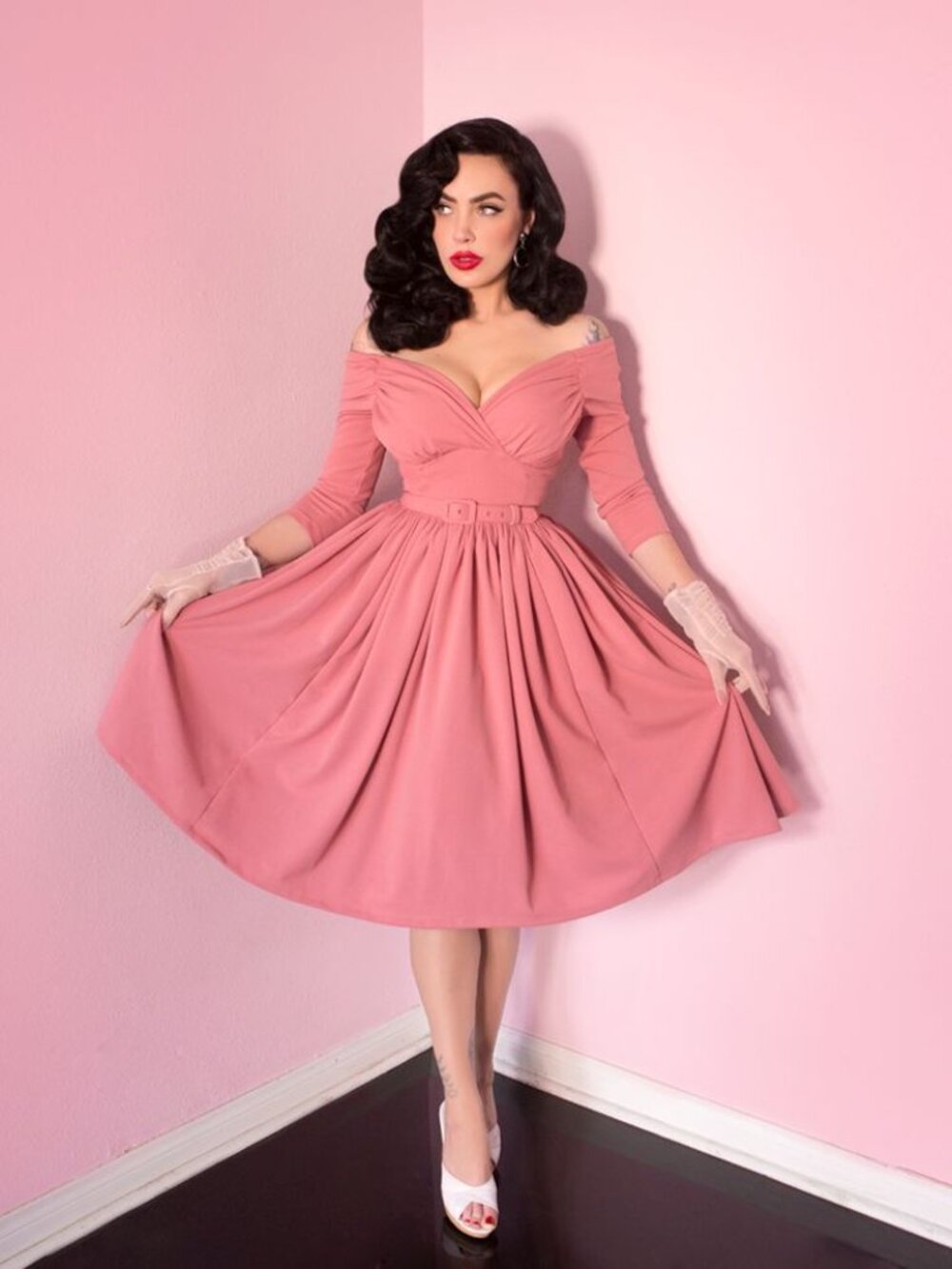 Vixen by Micheline Pitt Starlet Swing Dress in Rose Pink